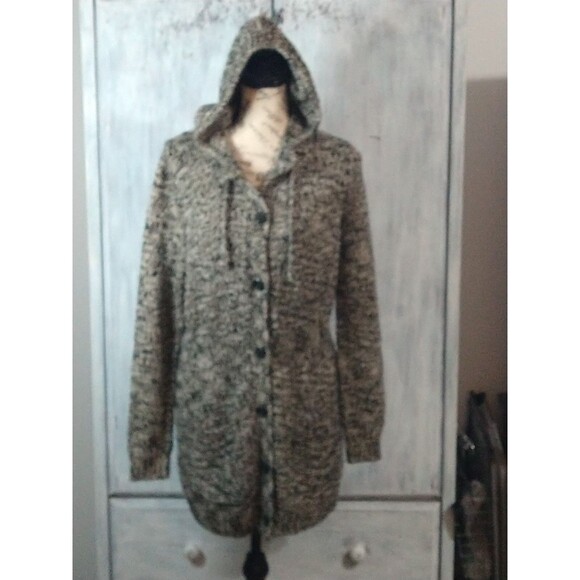 H&M Hooded Sweater Button Up Coat Jacket Multi-color Size Large Boho Cozy - Picture 2 of 12